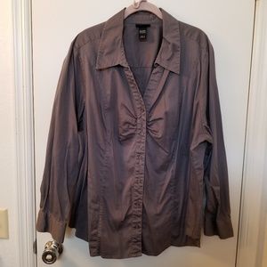 Lane Bryant 26/28W Gray Long Sleeve Blouse